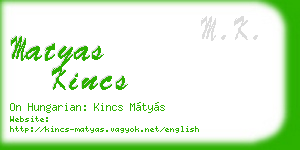 matyas kincs business card